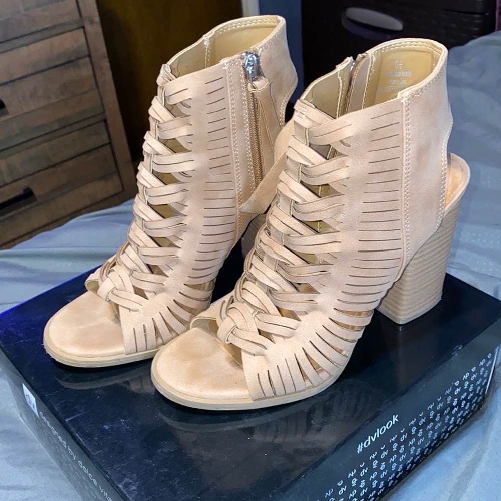 DV By Dolce Vita Women’s Taupe Tan Open Toe Bootie Wedges - Comes with Box